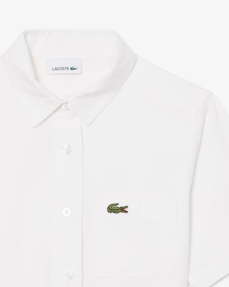 Robe chemise popeline bas pliss&eacute;