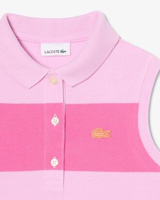 Robe polo sans manches en Piqu&eacute; ray&eacute;