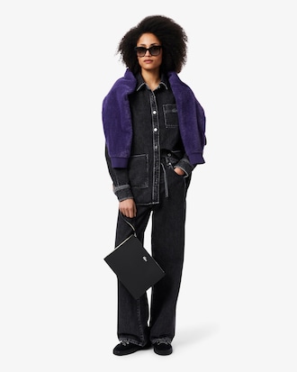 Pochette Anna en toile enduite piqu&eacute;e