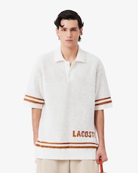 Pull col polo maille bouclette &eacute;ponge D&eacute;fil&eacute;