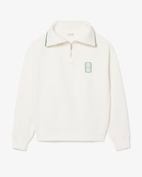 Sweatshirt col montant zipp&eacute; badge loose fit