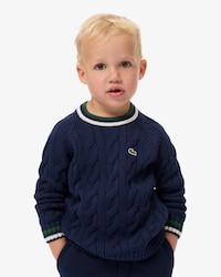 Pull col rond coton et laine