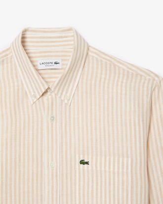 Chemise regular fit en lin ray&eacute;e
