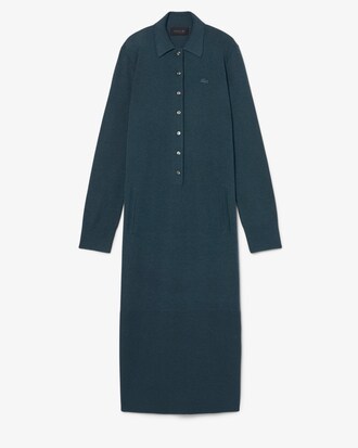 Robe longue col polo laine m&eacute;rinos D&eacute;fil&eacute;