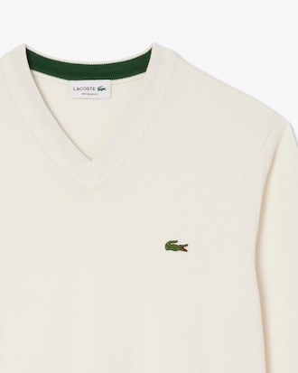 Pull coton uni col V