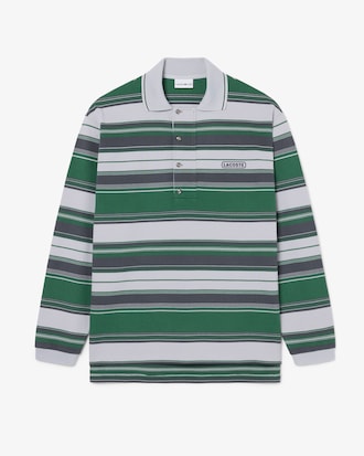 Polo Piqu&eacute; ray&eacute; loose fit Lacoste x Wang Yibo