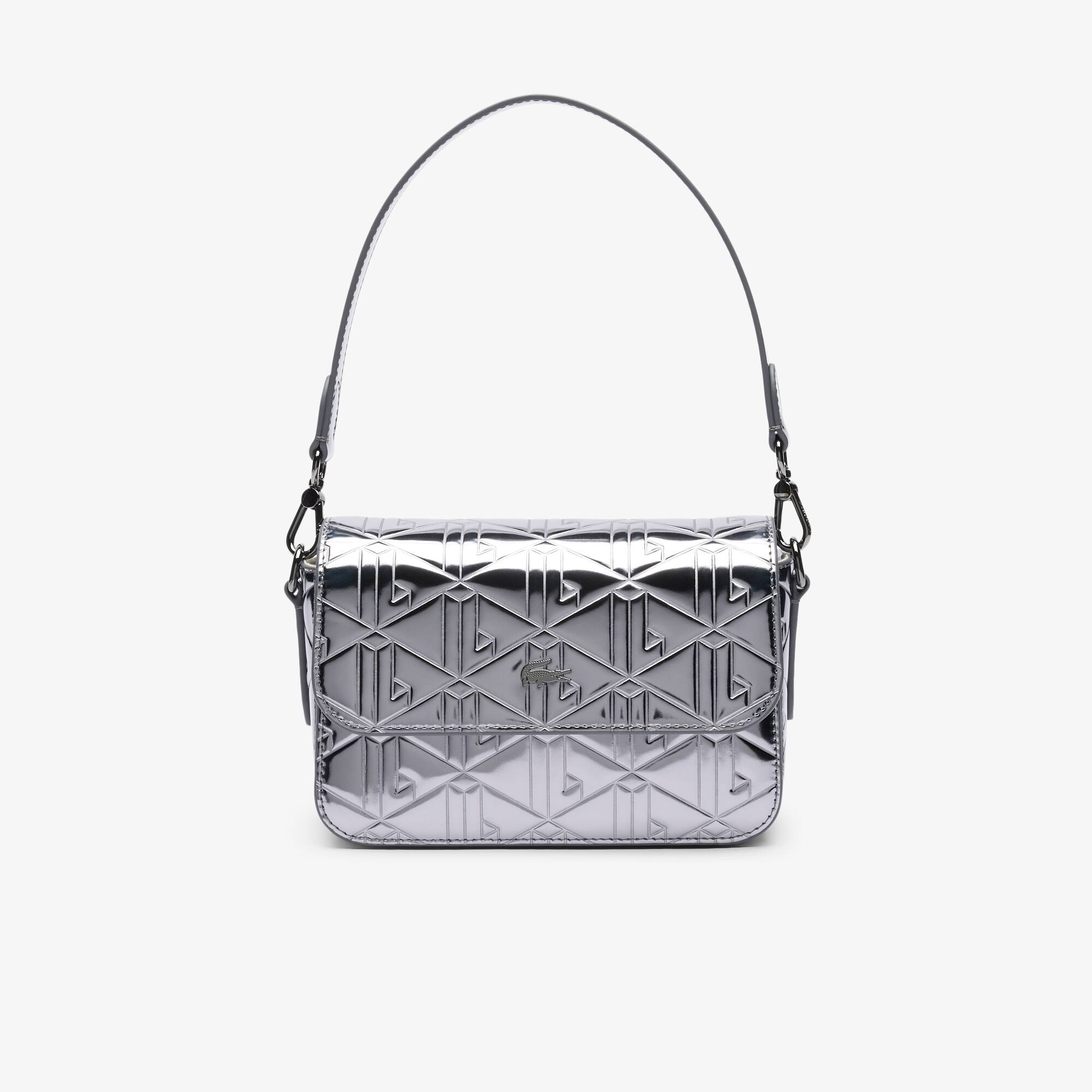 Pochette Bandoulière Vintage à Damier Métallique Argenté - Petit Modèle - Très Bon état
