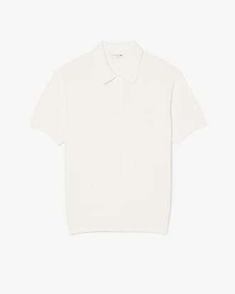 Pull col polo maille c&ocirc;tel&eacute;e fluide