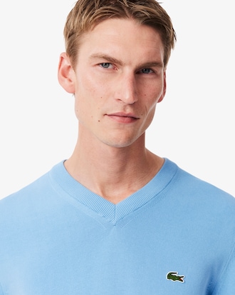 Pull coton uni col V