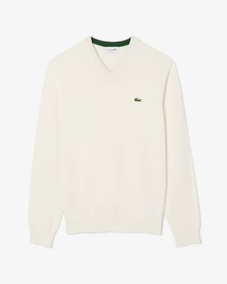 Pull coton uni col V