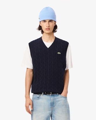 Pull sans manche torsadé en laine cardée Pulls Cardigans homme