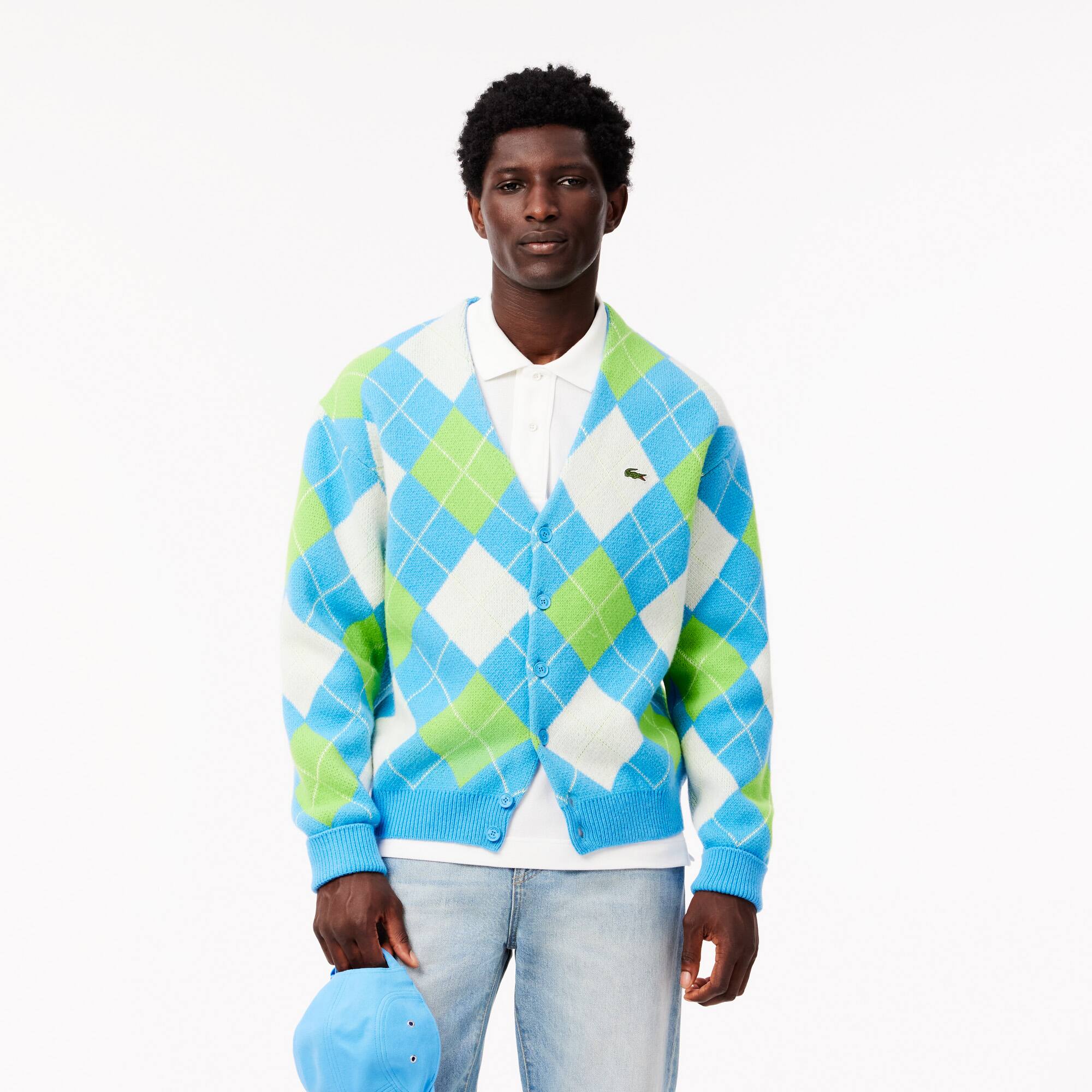 Cardigan relaxed fit en laine jacquard Pulls Cardigans homme Nouveautes 2024 Lacoste