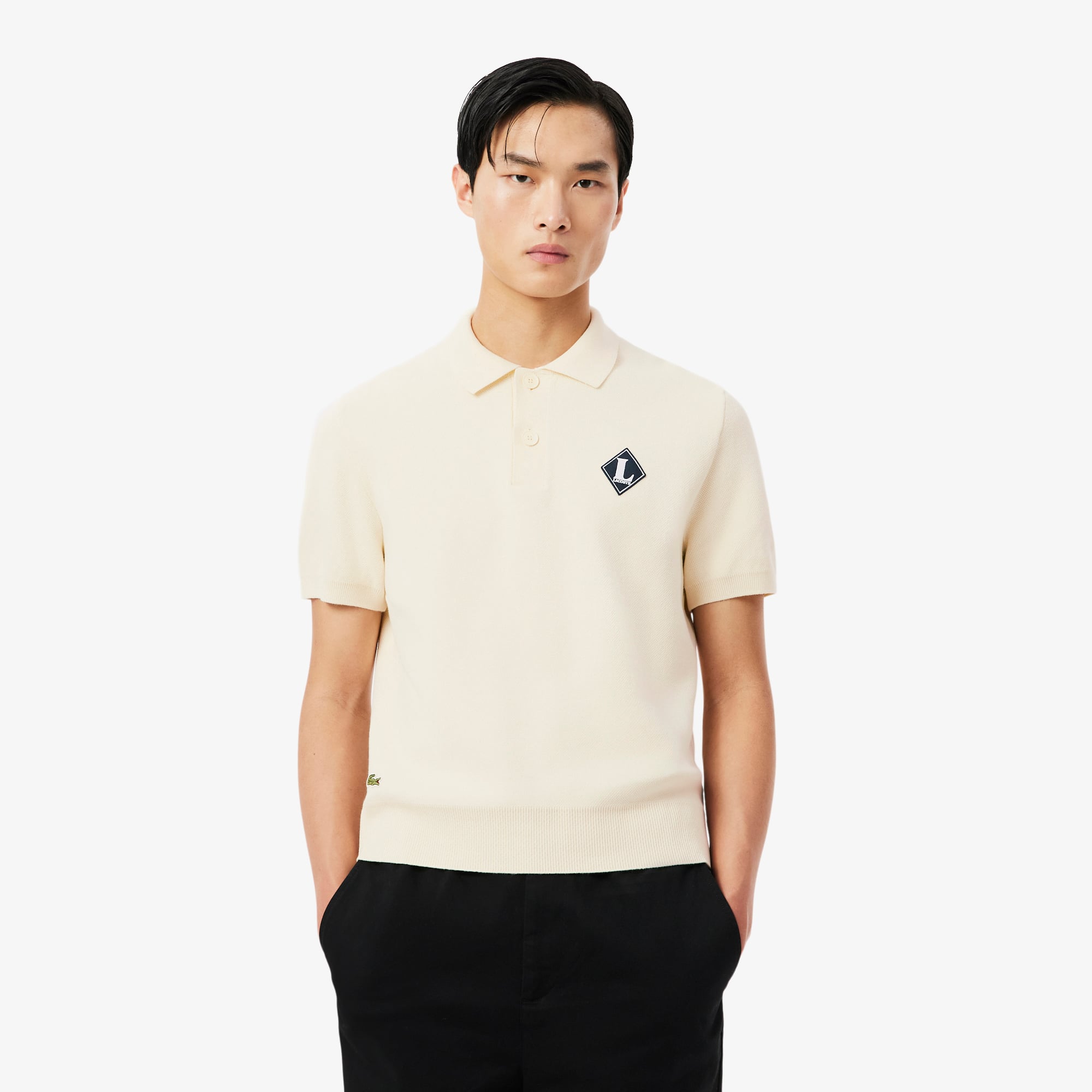 Pull col polo fabriqué en France badge