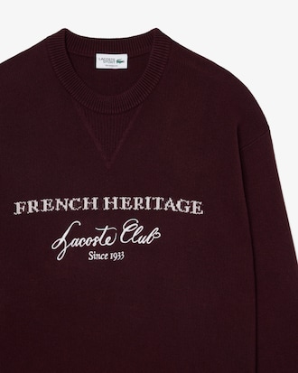 Pull col rond Tennis H&eacute;ritage laine m&eacute;lang&eacute;e