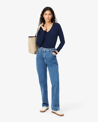 Pull col V maille sans coutures