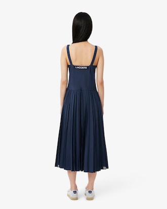 Robe longue plissée à bretelles