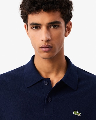 Pull polo relaxed fit en laine cardée