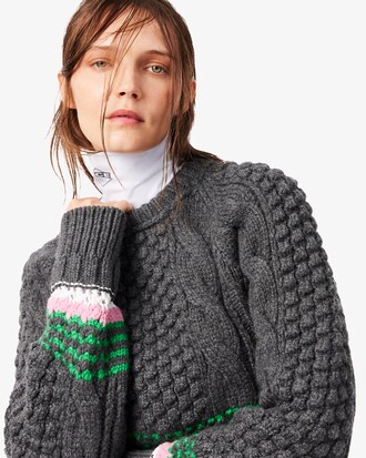 Pull laine textur&eacute;e rayures D&eacute;fil&eacute;