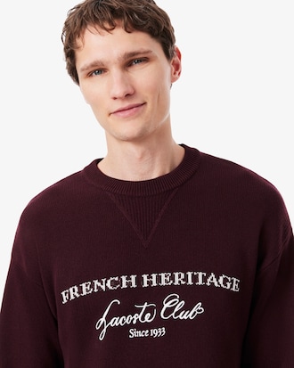 Pull col rond Tennis H&eacute;ritage laine m&eacute;lang&eacute;e