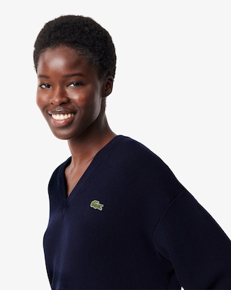 Pull col V point mousse coton