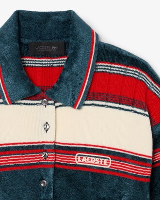 Robe longue col polo ray&eacute;e D&eacute;fil&eacute;