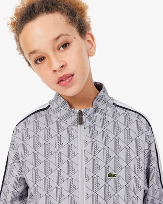 Sweatshirt mixte col montant zipp&eacute; monogramme