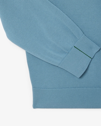 Pull zippé coton uni col montant
