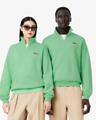 Sweatshirt col zippé loose fit avec badge