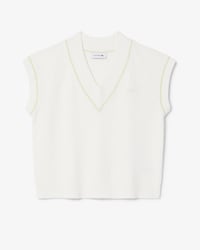Pull col V sans manches coton m&eacute;lang&eacute;