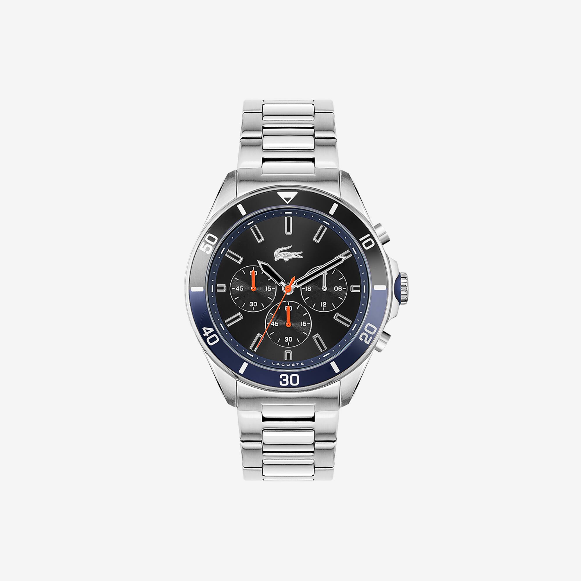 Montre chronographe Tiebreaker noire avec bracelet en acier inoxydable |  LACOSTE