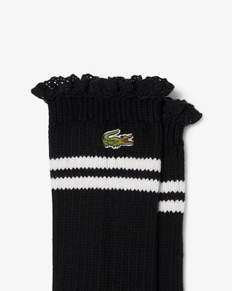 Chaussettes c&ocirc;tel&eacute;es bordure en dentelle