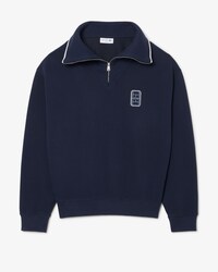 Sweatshirt col montant zipp&eacute; badge loose fit