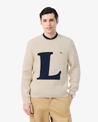 Pull maille torsad&eacute;e intarsia