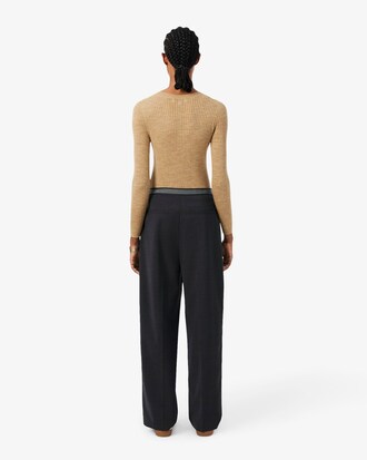 Pantalon &agrave; plis laine m&eacute;lang&eacute;e oversize