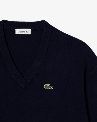 Pull col V point mousse coton