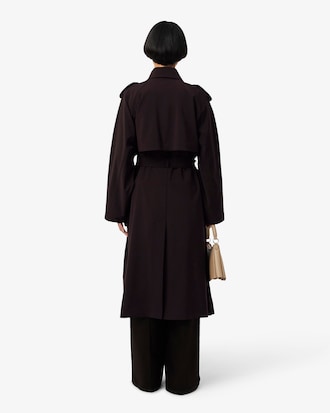 Trench-coat oversize laine m&eacute;lang&eacute;e