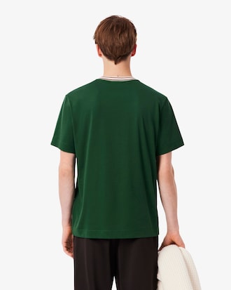 Frans Vervaardigd T-shirt met Gestreepte Hals