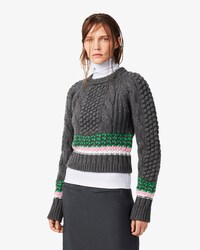 Runway Gestreepte Getextureerde Wollen Sweater