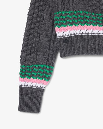 Runway Gestreepte Getextureerde Wollen Sweater
