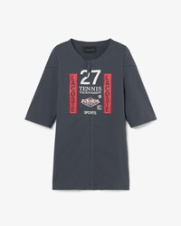 Runway Stretch T-shirt met Rits en Print