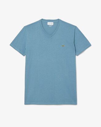 Lichtgewicht Katoenen Pima T-shirt met V-hals