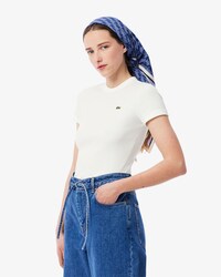 Slim Fit Geribbelde Katoenen T-shirt