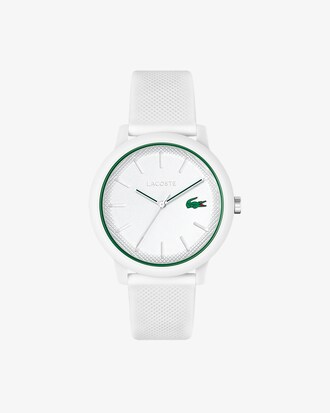 Lacoste.12.12-horloge heren met witte siliconen band