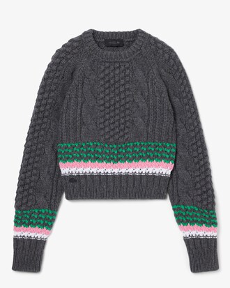 Runway Gestreepte Getextureerde Wollen Sweater
