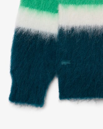 Runway Gestreepte Piqu&eacute; Sweater van Geborstelde Gemengde Alpacawol