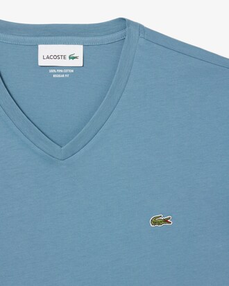 Lichtgewicht Katoenen Pima T-shirt met V-hals