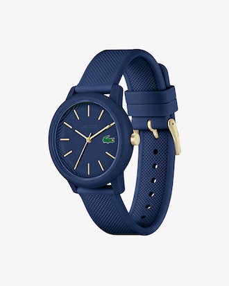 Lacoste.12.12-horloge dames met blauwe siliconen band