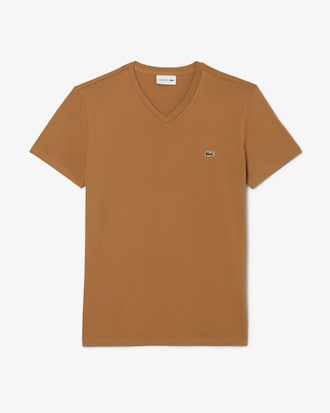 Lichtgewicht Katoenen Pima T-shirt met V-hals