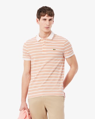 Classic Fit Gestreept Petit Piqu&eacute; Polohemd