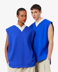 Runway Satijnen Gebreide Mouwloze Sweatshirt met V-hals